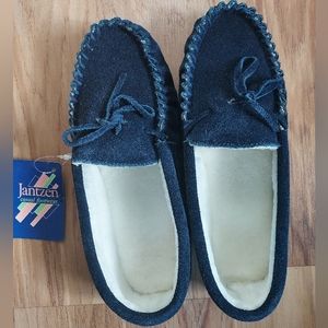 Jantzen Womens Blue Size 8 Moccasins Slippers Shoes With Tags Suede Feel Fuzzy